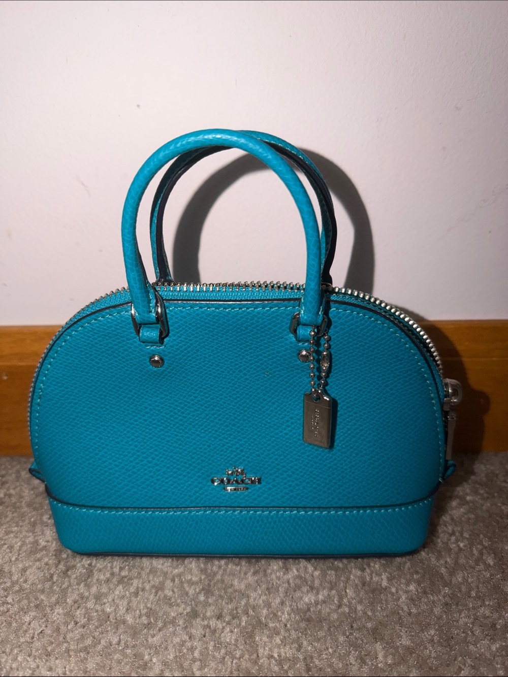 Coach Teal Mini Purse with attachable strap